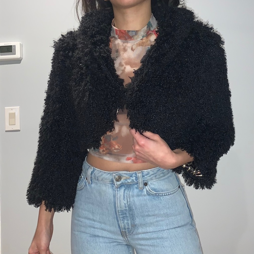 Betsey Johnson Fuzzy Black Cardigan